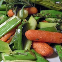 Roasted Asparagus, Baby Carrots, and Scallions