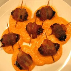 Tapas: Bacon Wrapped Dates and Sweet Red Bell Pepper Sauce