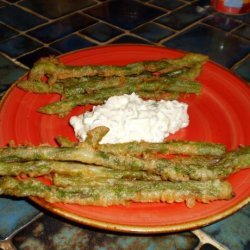German Fried Asparagus With Herb Cream