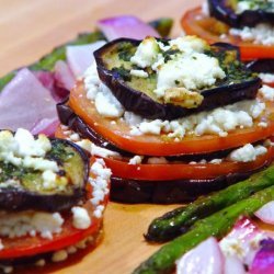Grilled Eggplant Stacks With Goat Cheese, Tomato and Basil Sauce
