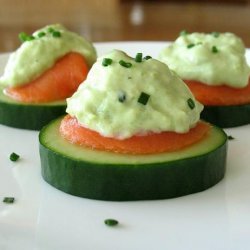 Cucumber Slices With Smoked Salmon and Avocado Cream