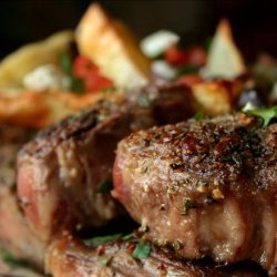 Lamb Chops and Potatoes With Olives, Tomatoes and Feta Cheese