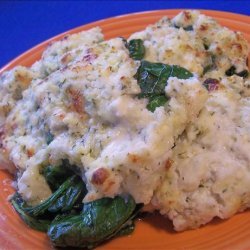 Broiled Spinach With Four Cheeses