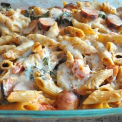 Baked Spinach With Sausage, Tomatoes and Penne