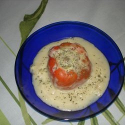 Bulgarian Stuffed Red Peppers With White Sauce