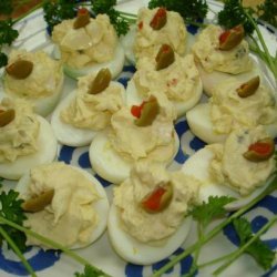 Cream Cheese  and Olive Deviled Eggs