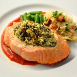 Roasted Salmon with Spinach