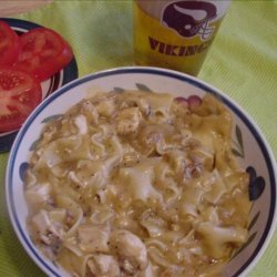 Chicken and Pasta in Wine Cheddar Sauce