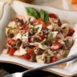 Bowties with Italian Sausage in a Cream Basil Sauce