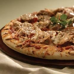 Grilled Mediterranean Greek Pizza with Sundried Tomato Chicken Sausage