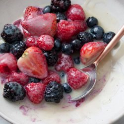 Frozen Berries With Hot White Chocolate Sauce