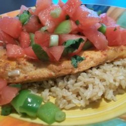 Sesame-Chile Chicken With Gingered-Watermelon Salsa
