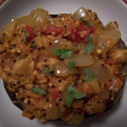 Tomato-Chickpea Curry in Eggplant Shells