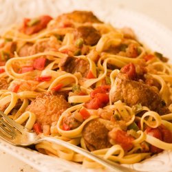 Chicken,sausages and peppers with pasta