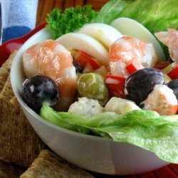 Shrimp/prawns and Olives Salad.