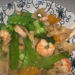 Noodles and Stir Fried Shrimp Medley
