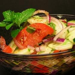 Cucumber, Tomato and Red Onion Salad with Mint