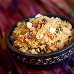 Pantry Curried Quinoa with Garbanzo Beans and Roasted Peppers