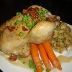 Golden Cornish Game Hens for 2 (Bacon-Herb Bread Stuffing)