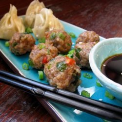 Steamed Pork Balls and Spring Onions ( Green Onions)