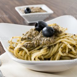 Spaghetti With Olive Pesto