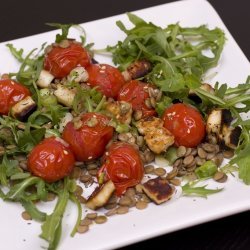 Roasted Green Lentils With Tomatoes