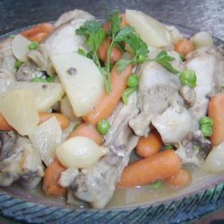 Braised Chicken With Baby Vegetables and Peas