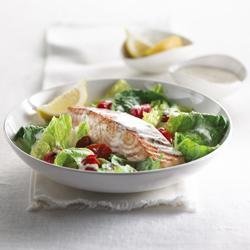 Warm Salmon and Grape Tomato Salad