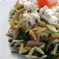 Elegant Orzo with Wilted Spinach and Pine Nuts