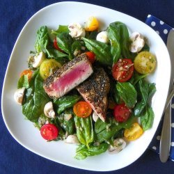 Grilled Tuna on Spinach Salad