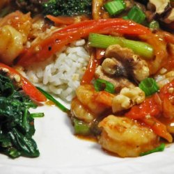 Spicy Shrimp With Spinach and Walnuts