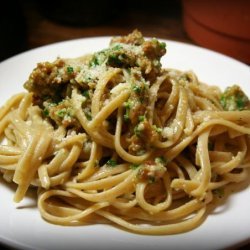 Linguine With Spicy Sausage and Scallion Sauce