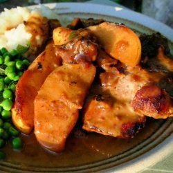 Pan Fried Pork Chops With Glazed Apples, Cider and Cream Sauce