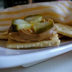 Saltine With Peanut Butter, Mustard and Pickle
