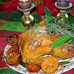 Gilded Saffron and Butter Basted Roast Turkey With Herb Garland