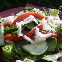 Roasted Peppers and Spinach  Salad With Pesto Vinaigrette