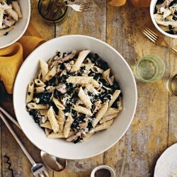 Penne With Goat Cheese, Kale, Olives, and Turkey