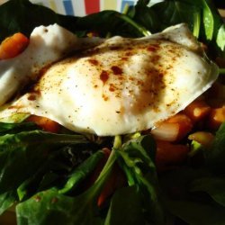 Sweet Potato, Bacon, Spinach Salad W/Fried Eggs