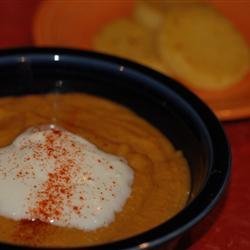 Sweet Potato, Carrot, Apple, and Red Lentil Soup