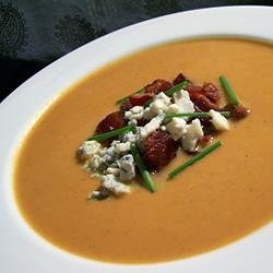 Velvety Pumpkin Soup With Blue Cheese and Bacon