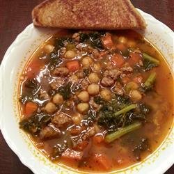 Turkey Garbanzo Bean and Kale Soup with Pasta