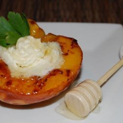 Grilled Rum Peaches With Mascarpone Cheese & Orange Blossom