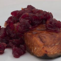 Cedar Planked Fresh Salmon Fillet With Spiced Cranberry Relish