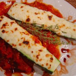 Zucchini Filled With Three Cheeses With Homemade Tomato Sauce
