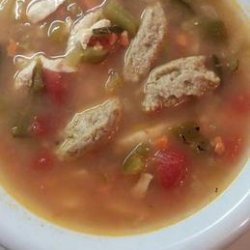 Chicken & Green Chile Soup with Tamale Dumplings
