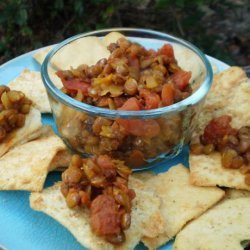 Pita Chips Filled With Spiced Lentils