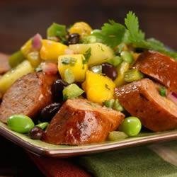 Spicy Jalapeno Chicken Sausage with Mango, Pineapple Salsa