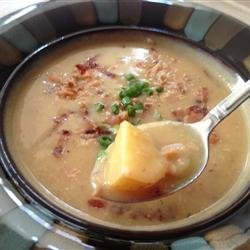 Roasted Garlic Potato Soup with Smoked Salmon