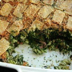 Spinach and Hot Ham Baked Pasta With a Crispy Top