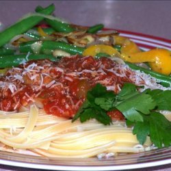 Roasted Red Pepper & Tomato Sauce over Linguine